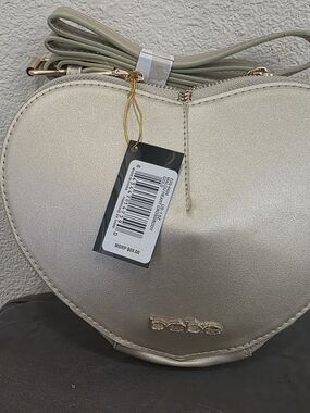 bebe Metallic Gold Heart Crossbody
